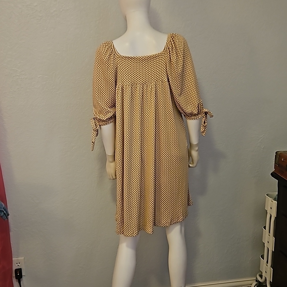 HAYDEN Gingham Check Square Neck Babydoll Swing Dress - Picture 6 of 8